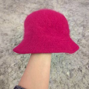 Pink Bucket Hat Angora Fluffy Soft